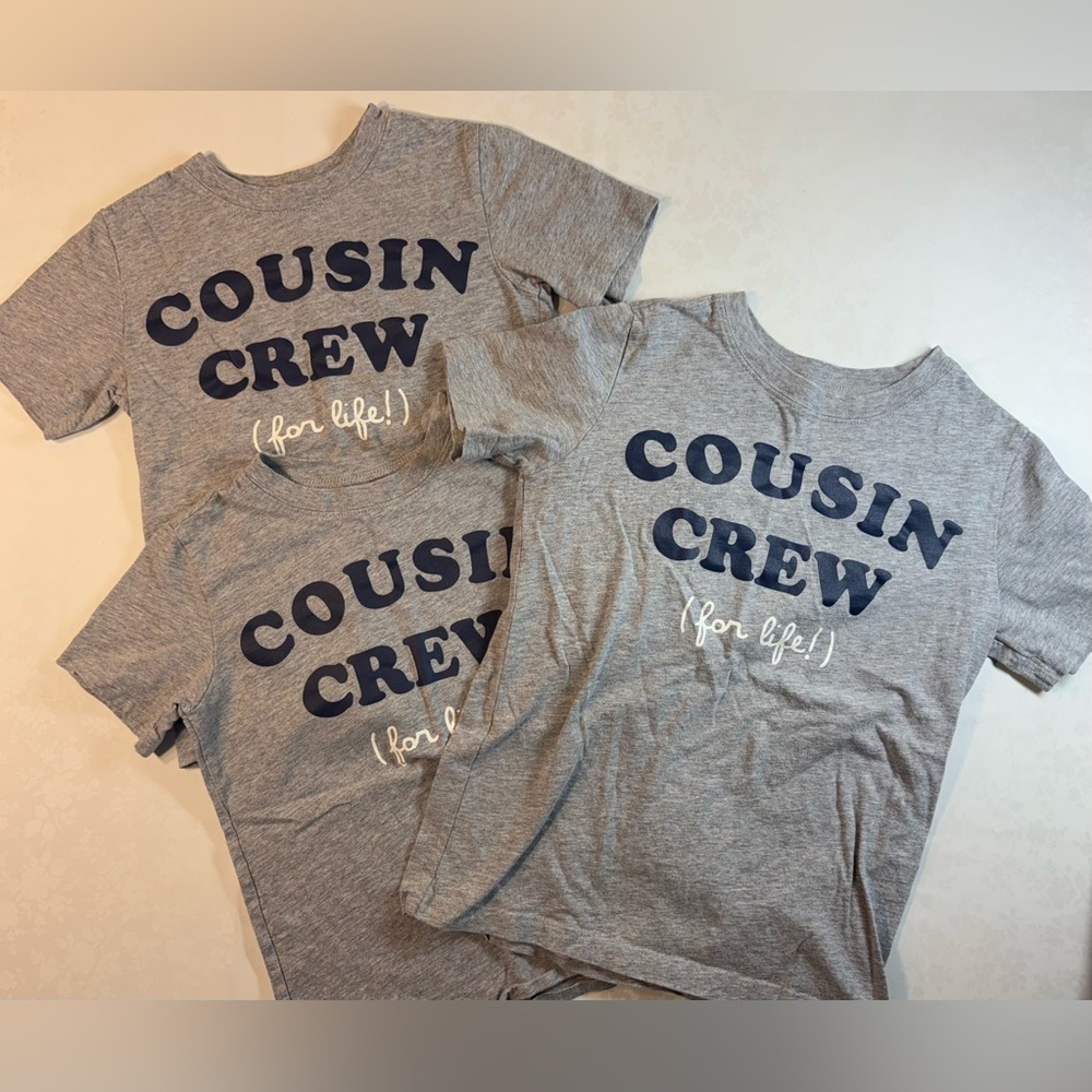 Bundle of 3 Tees, Cousin Crew for Life, 2 Size 5, 1 Size 7